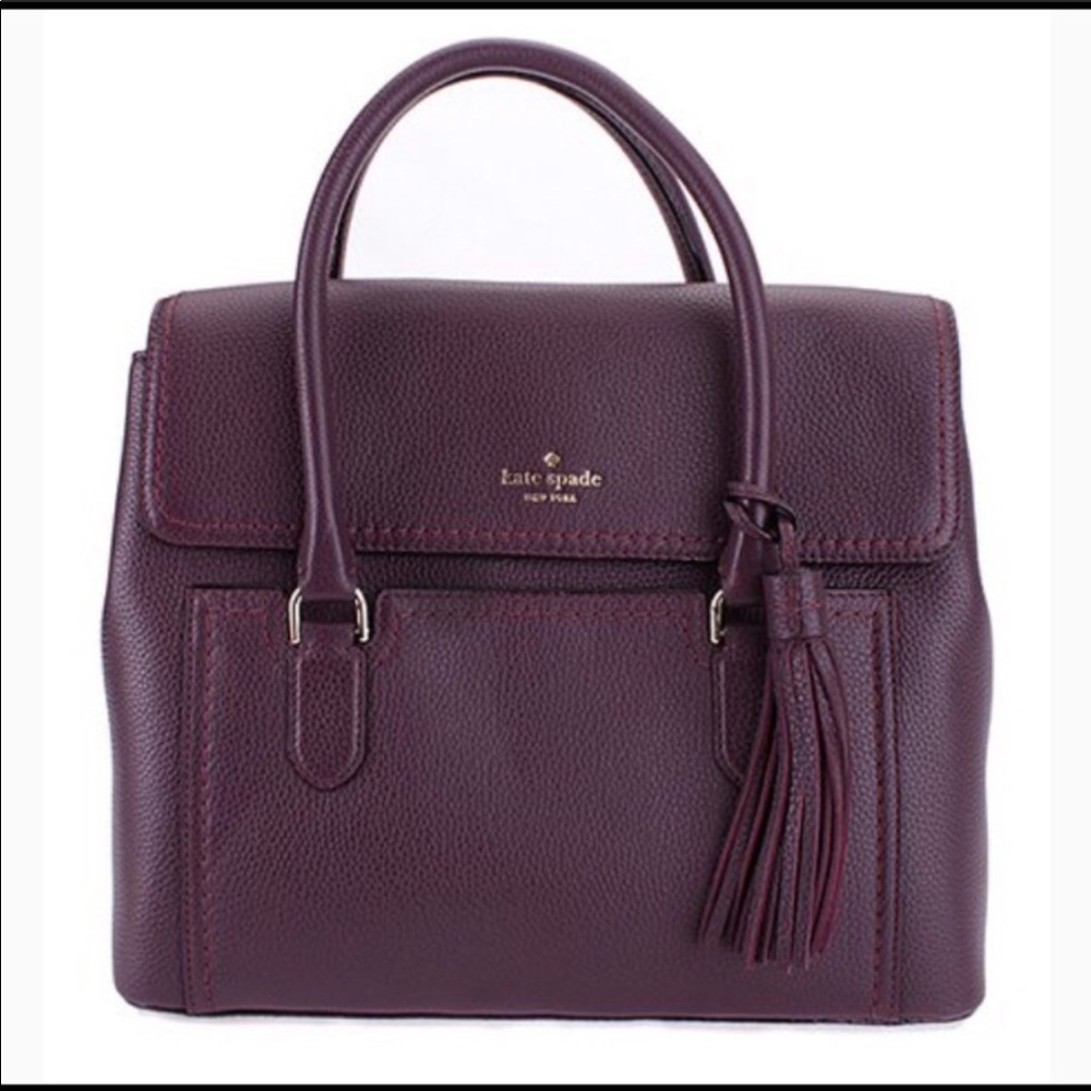 Kate Spade Plum Leather Top Flap Bucket Purse Bag